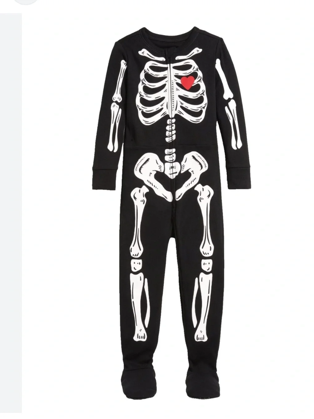 Old Navy Black Halloween Skeleton Footed One-Piece Pajamas Size 3T